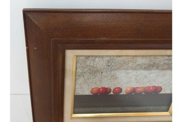 真作　滝沢直次作　油彩　SMサイズ　「さくらんぼ」　みずみずしい質感が印象的な絵画　(R-087203)