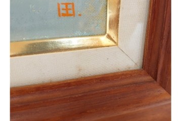 真作　田屋幸男作　油彩　F3号　「人と馬」　疾走する騎馬武者を描いた絵画　(R-087204)