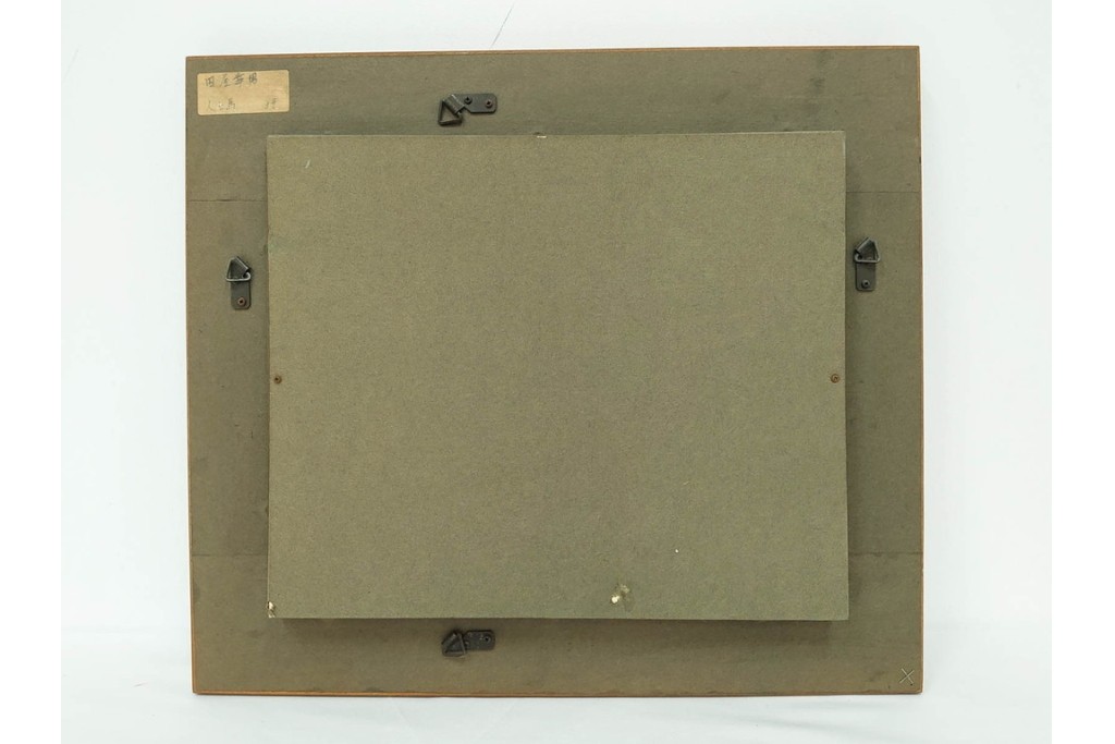 真作　田屋幸男作　油彩　F3号　「人と馬」　疾走する騎馬武者を描いた絵画　(R-087204)