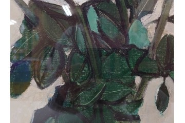 真作　1963年　狩野寿一　油彩　F8号　「ばら」　赤と白の色彩対比が印象的な絵画　(R-087205)