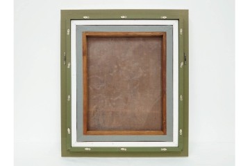 真作　1963年　狩野寿一　油彩　F8号　「ばら」　赤と白の色彩対比が印象的な絵画　(R-087205)