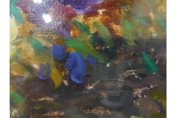 真作　イワン・フィリッポヴィチ・チトフ作　月光荘取り扱い　現代ソビエト絵画　油彩　P5号　「パンジー」　外箱付き　(R-087206)