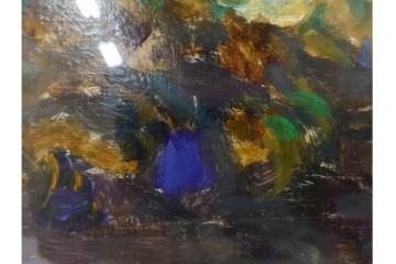 真作　イワン・フィリッポヴィチ・チトフ作　月光荘取り扱い　現代ソビエト絵画　油彩　P5号　「パンジー」　外箱付き　(R-087206)