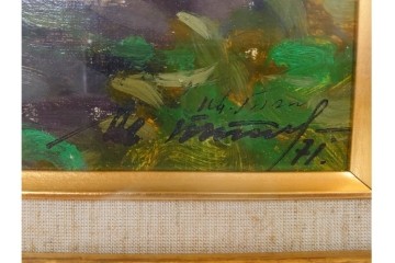 真作　イワン・フィリッポヴィチ・チトフ作　月光荘取り扱い　現代ソビエト絵画　油彩　P5号　「パンジー」　外箱付き　(R-087206)