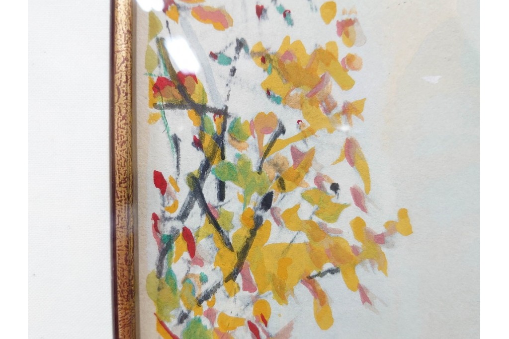 真作　1950年　モーリス・ユトリロ作　三越取り扱い　「モンマルトルのモチーフ(霊感の村)」情感あふれる街並みを描いたポショワール　外箱付き　(R-087208)