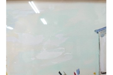 真作　1950年　モーリス・ユトリロ作　三越取り扱い　「モンマルトルのモチーフ(霊感の村)」情感あふれる街並みを描いたポショワール　外箱付き　(R-087208)