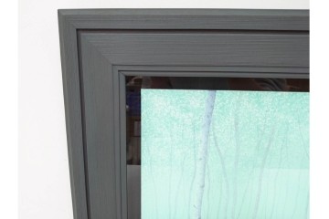 真作　佐々木裕而作　日本画　F6号　「翠靄」　幻想的な白樺林が描かれた絵画　外箱付き　(R-087210)