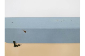 真作　佐々木裕而作　日本画　F6号　「翠靄」　幻想的な白樺林が描かれた絵画　外箱付き　(R-087210)