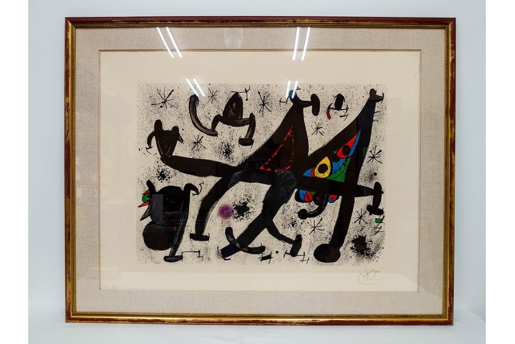 真作　ジョアン・ミロ作　軽快な線と鮮やかな色彩が映えるリトグラフ　(R-087211)