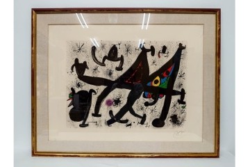 真作　ジョアン・ミロ作　軽快な線と鮮やかな色彩が映えるリトグラフ　(R-087211)