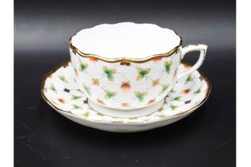 ハンガリー　ヘレンド(HEREND)　 ストロベリーコンポジション　可憐ないちご柄のカップ&ソーサー　(R-087212)