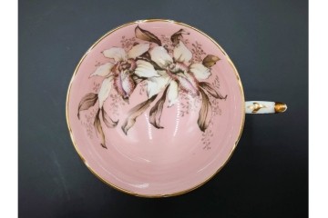 イギリス製　PARAGON(パラゴン)　ピンク　オーキッド(蘭)柄が上品なカップ&ソーサー　(R-087213)