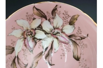 イギリス製　PARAGON(パラゴン)　ピンク　オーキッド(蘭)柄が上品なカップ&ソーサー　(R-087213)