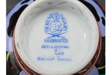 ハンガリー　ヘレンド(HEREND)　マカオシリーズ　シノワズリ　マンダリンの意匠が印象的なカップ&ソーサー　(R-087214)