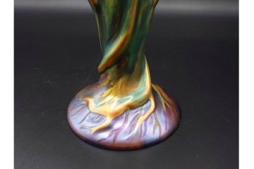 ハンガリー　Zsolnay(ジョルナイ)　エオシン釉?　高さ約28cm　チューリップの意匠が印象的な花瓶　(R-087216)