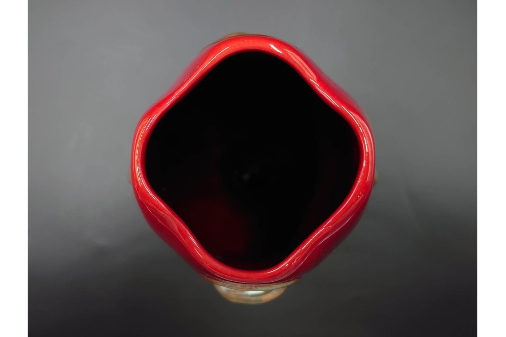 ハンガリー　Zsolnay(ジョルナイ)　エオシン釉?　高さ約28cm　チューリップの意匠が印象的な花瓶　(R-087216)