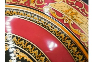 イタリア　VERSACE(ヴェルサーチェ)　Rosenthal(ローゼンタール)　メデューサモチーフのカップ&ソーサー(ロー)・プレートセット　(R-087217)