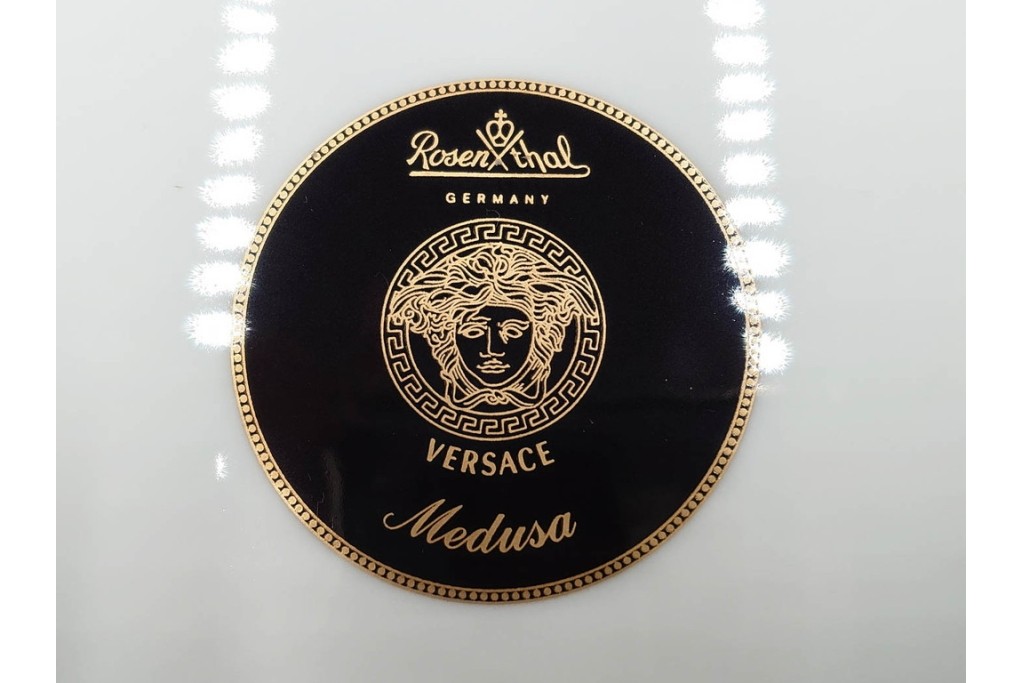 イタリア　VERSACE(ヴェルサーチェ)　Rosenthal(ローゼンタール)　メデューサモチーフのカップ&ソーサー(ロー)・プレートセット　(R-087217)
