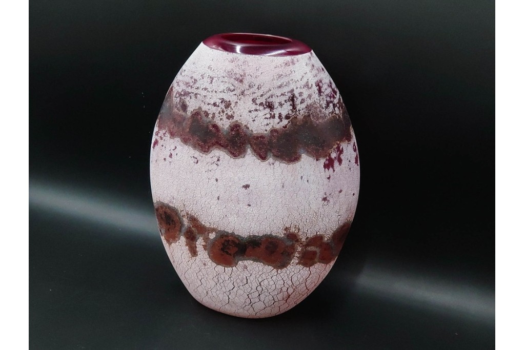 イタリア　アルフレッド・バルビーニ(BARBINI)　ムラノガラス(ムラーノガラス)　高さ約33cm　端正な雰囲気の花瓶　(R-087219)