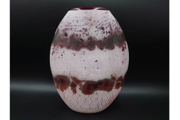 イタリア　アルフレッド・バルビーニ(BARBINI)　ムラノガラス(ムラーノガラス)　高さ約33cm　端正な雰囲気の花瓶　(R-087219)