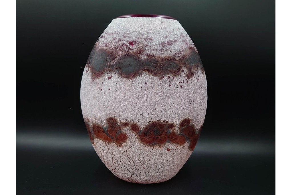 イタリア　アルフレッド・バルビーニ(BARBINI)　ムラノガラス(ムラーノガラス)　高さ約33cm　端正な雰囲気の花瓶　(R-087219)