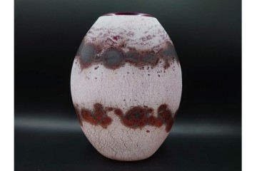 イタリア　アルフレッド・バルビーニ(BARBINI)　ムラノガラス(ムラーノガラス)　高さ約33cm　端正な雰囲気の花瓶　(R-087219)