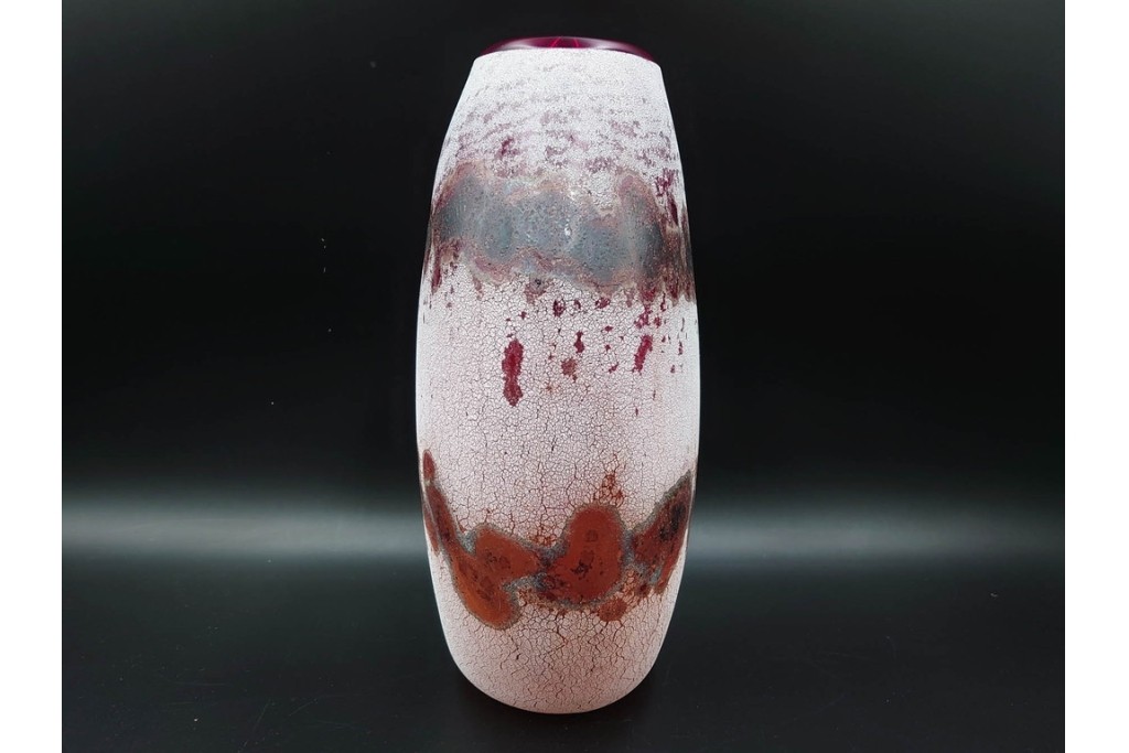 イタリア　アルフレッド・バルビーニ(BARBINI)　ムラノガラス(ムラーノガラス)　高さ約33cm　端正な雰囲気の花瓶　(R-087219)