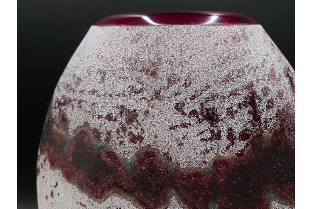 イタリア　アルフレッド・バルビーニ(BARBINI)　ムラノガラス(ムラーノガラス)　高さ約33cm　端正な雰囲気の花瓶　(R-087219)