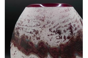 イタリア　アルフレッド・バルビーニ(BARBINI)　ムラノガラス(ムラーノガラス)　高さ約33cm　端正な雰囲気の花瓶　(R-087219)