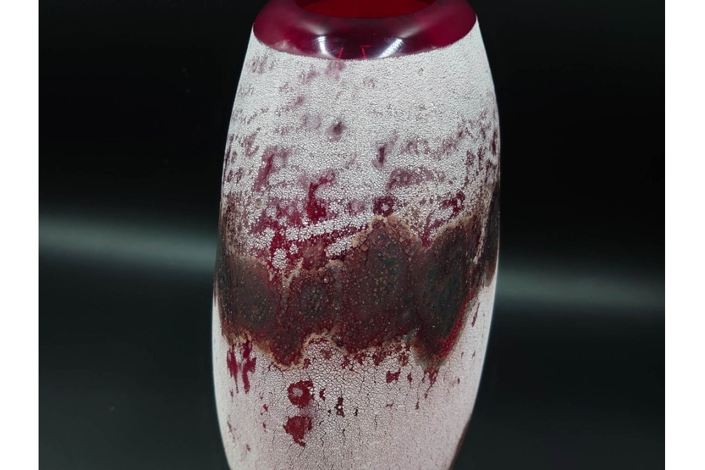 イタリア　アルフレッド・バルビーニ(BARBINI)　ムラノガラス(ムラーノガラス)　高さ約33cm　端正な雰囲気の花瓶　(R-087219)