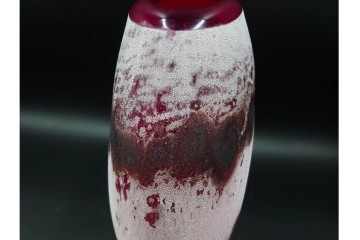 イタリア　アルフレッド・バルビーニ(BARBINI)　ムラノガラス(ムラーノガラス)　高さ約33cm　端正な雰囲気の花瓶　(R-087219)