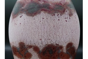 イタリア　アルフレッド・バルビーニ(BARBINI)　ムラノガラス(ムラーノガラス)　高さ約33cm　端正な雰囲気の花瓶　(R-087219)