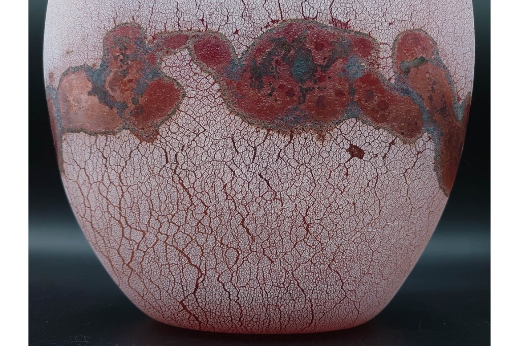 イタリア　アルフレッド・バルビーニ(BARBINI)　ムラノガラス(ムラーノガラス)　高さ約33cm　端正な雰囲気の花瓶　(R-087219)