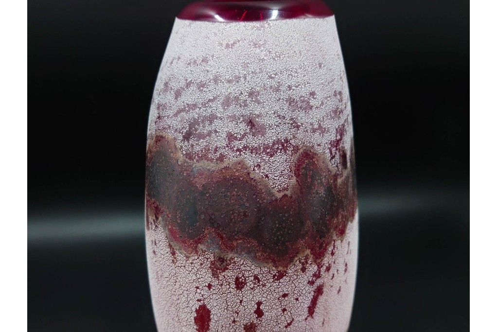 イタリア　アルフレッド・バルビーニ(BARBINI)　ムラノガラス(ムラーノガラス)　高さ約33cm　端正な雰囲気の花瓶　(R-087219)