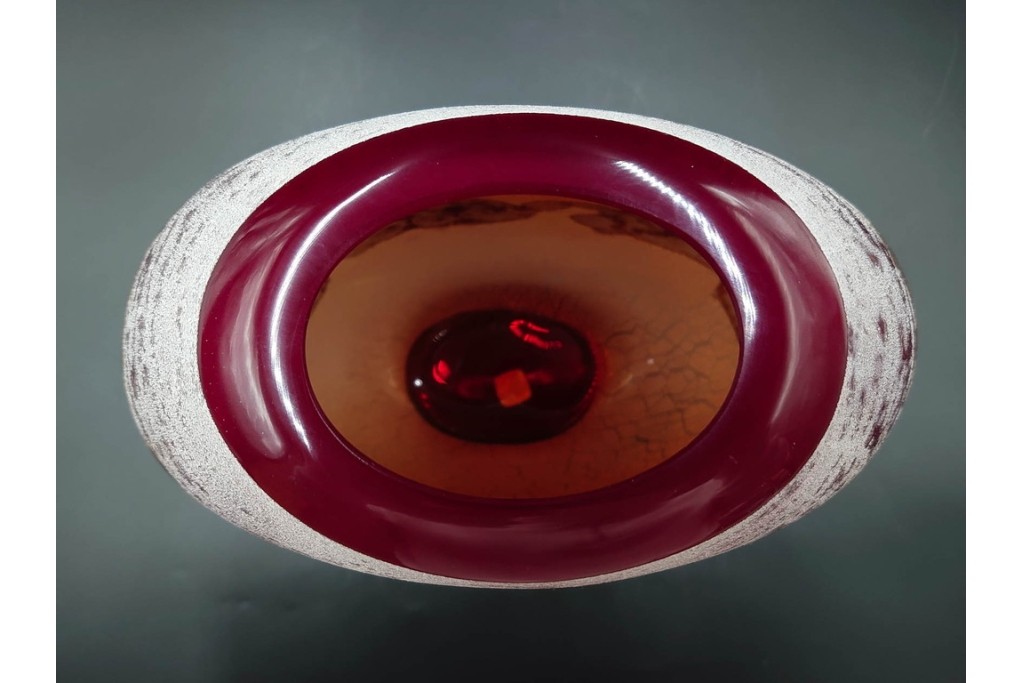 イタリア　アルフレッド・バルビーニ(BARBINI)　ムラノガラス(ムラーノガラス)　高さ約33cm　端正な雰囲気の花瓶　(R-087219)