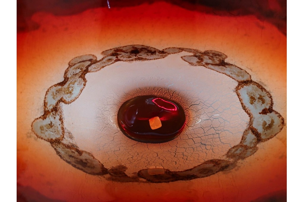 イタリア　アルフレッド・バルビーニ(BARBINI)　ムラノガラス(ムラーノガラス)　高さ約33cm　端正な雰囲気の花瓶　(R-087219)