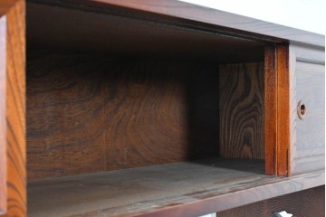 中古　美品　松本伝統指物工芸家具「穂高」　高級感漂う重厚なつくりの茶棚　定価約100万円以上　(R-087225)