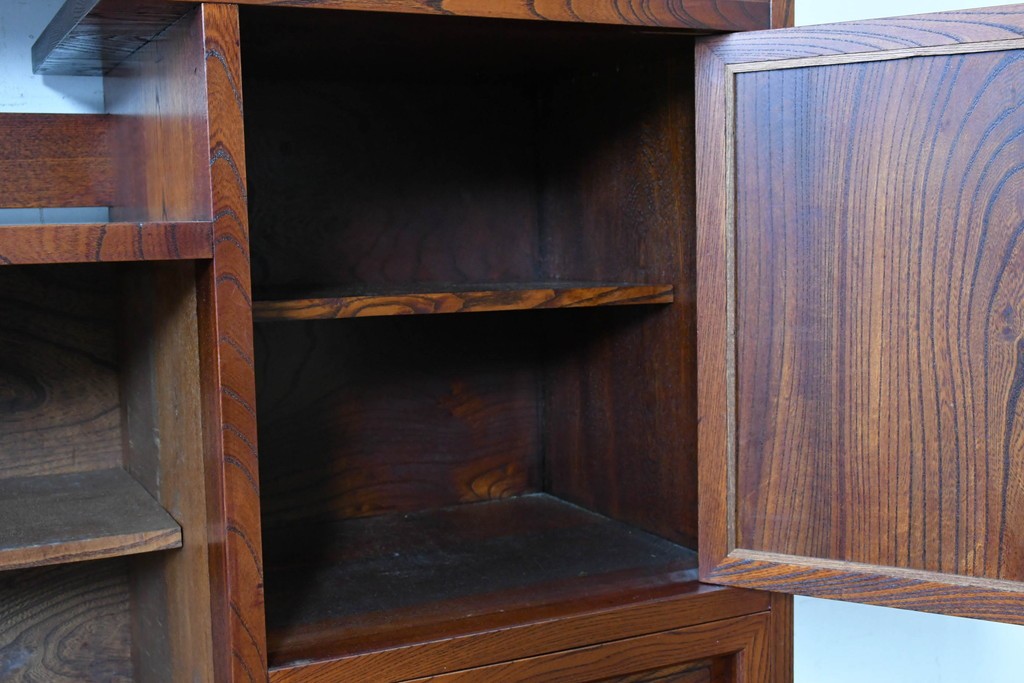 中古　美品　松本伝統指物工芸家具「穂高」　高級感漂う重厚なつくりの茶棚　定価約100万円以上　(R-087225)