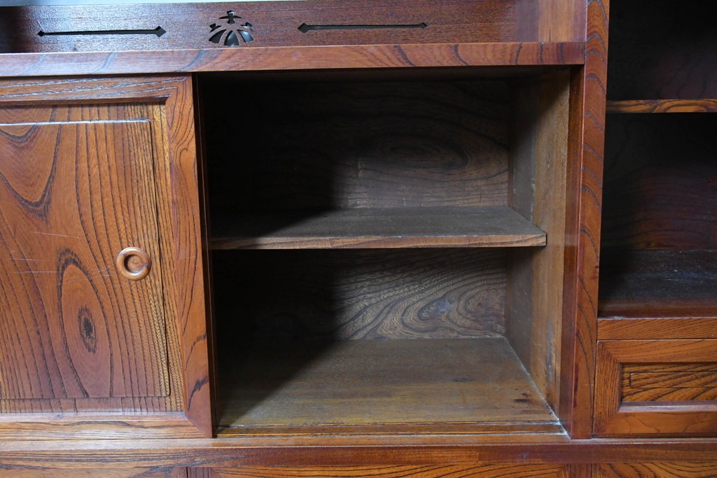 中古　美品　松本伝統指物工芸家具「穂高」　高級感漂う重厚なつくりの茶棚　定価約100万円以上　(R-087225)