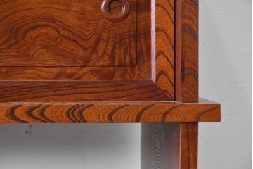 中古　美品　松本伝統指物工芸家具「穂高」　高級感漂う重厚なつくりの茶棚　定価約100万円以上　(R-087225)