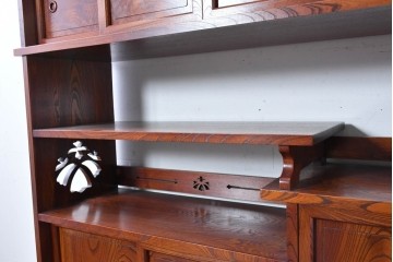 中古　美品　松本伝統指物工芸家具「穂高」　高級感漂う重厚なつくりの茶棚　定価約100万円以上　(R-087225)