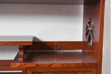 中古　美品　松本伝統指物工芸家具「穂高」　高級感漂う重厚なつくりの茶棚　定価約100万円以上　(R-087225)