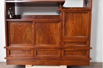 中古　美品　松本伝統指物工芸家具「穂高」　高級感漂う重厚なつくりの茶棚　定価約100万円以上　(R-087225)