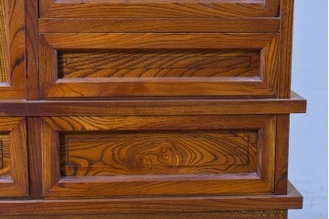 中古　美品　松本伝統指物工芸家具「穂高」　高級感漂う重厚なつくりの茶棚　定価約100万円以上　(R-087225)