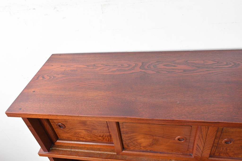 中古　美品　松本伝統指物工芸家具「穂高」　高級感漂う重厚なつくりの茶棚　定価約100万円以上　(R-087225)