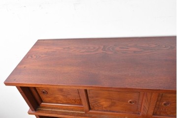 中古　美品　松本伝統指物工芸家具「穂高」　高級感漂う重厚なつくりの茶棚　定価約100万円以上　(R-087225)