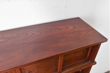 中古　美品　松本伝統指物工芸家具「穂高」　高級感漂う重厚なつくりの茶棚　定価約100万円以上　(R-087225)