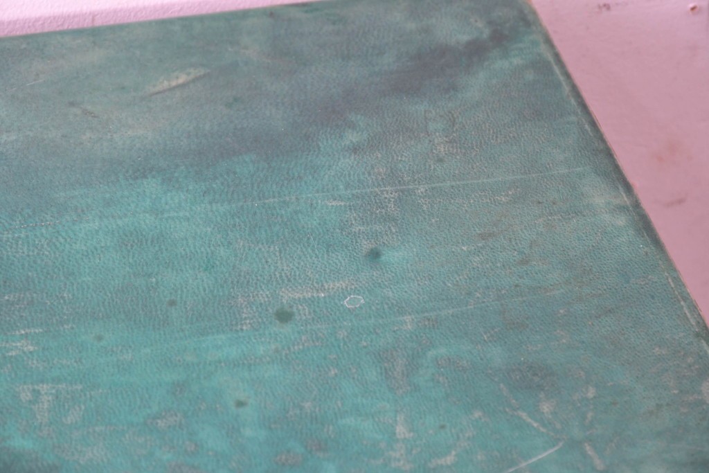 中古　美品　希少!!　アルド・トゥーラ(ALDO TURA)　仔山羊革(ゴートスキン)張りの照明付きミラーバックキャビネット　(R-087227)