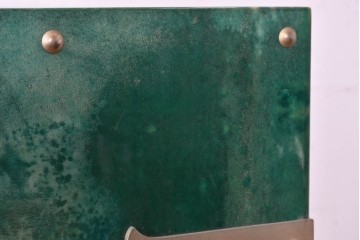 中古　美品　希少!!　アルド・トゥーラ(ALDO TURA)　仔山羊革(ゴートスキン)張りの照明付きミラーバックキャビネット　(R-087227)