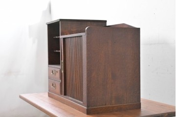 和製アンティーク　ナラ材　木目豊かなシャッター付き小引き出し　(R-087231)